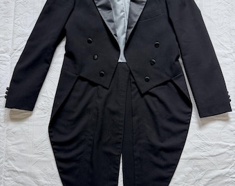 Black Tuxedo Jacket with Swallowtails, Gender Neutral 'Christian Dior Monsieur' Label, Marked 40 Long