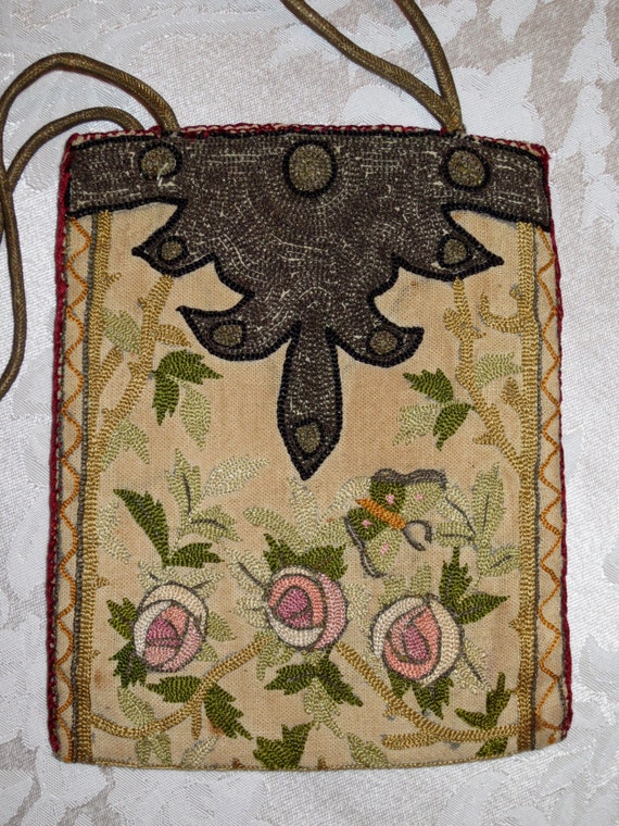 Art Deco French Boudoir Handbag w/ Poiret Rose & B