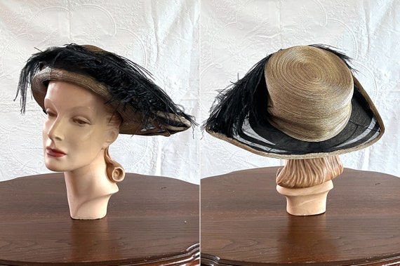 Wonderful Edwardian Asymmetrical Bicorn Hat with … - image 2