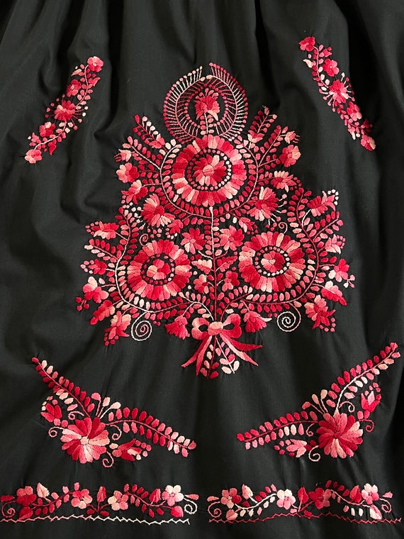 Vintage Mexican [Oaxacan] Cotton Dress, Black Cot… - image 5