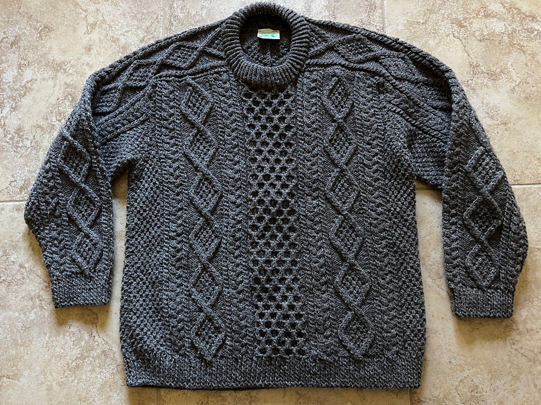 Men's Vintage Hand Knit Irish Aran Islands Sweater Chunky Etsy