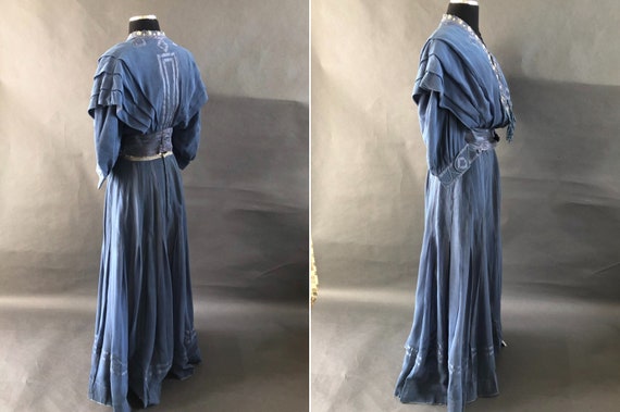 Blue Linen Edwardian 2-Piece Walking Suit with Go… - image 9