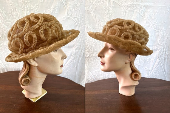 RARE Coiled Horsehair Hat, Edwardian Era, 'Made i… - image 7