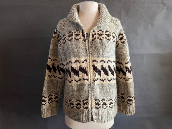 Cowichan Sweater 1950 s or Earlier With Heavy duty Acme Zipper