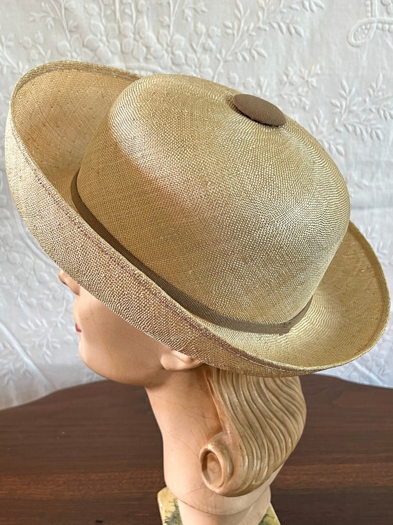 Finely Woven Straw 1960's Bowler or Roller Hat, Ma