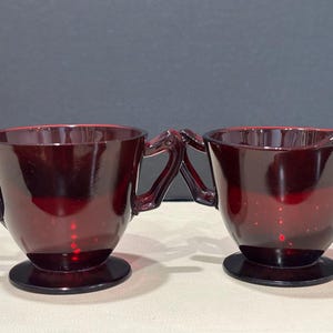 Anchor Hocking VTG Royal Rubinrött Glas Öppet Socker- & Gräddkanna Set, Mintgrönt