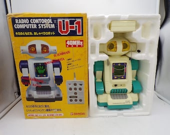 Vintage 1980's Bandai Japan R/C Radio Control Computer U-1 Robot NMIB Omnibot