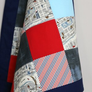 Modern 32 x 32” New York City Baby Quilt - NYC patchwork baby quilt with Organic Sherpa backing and Moda Fabrics. Car seat/tummy time
