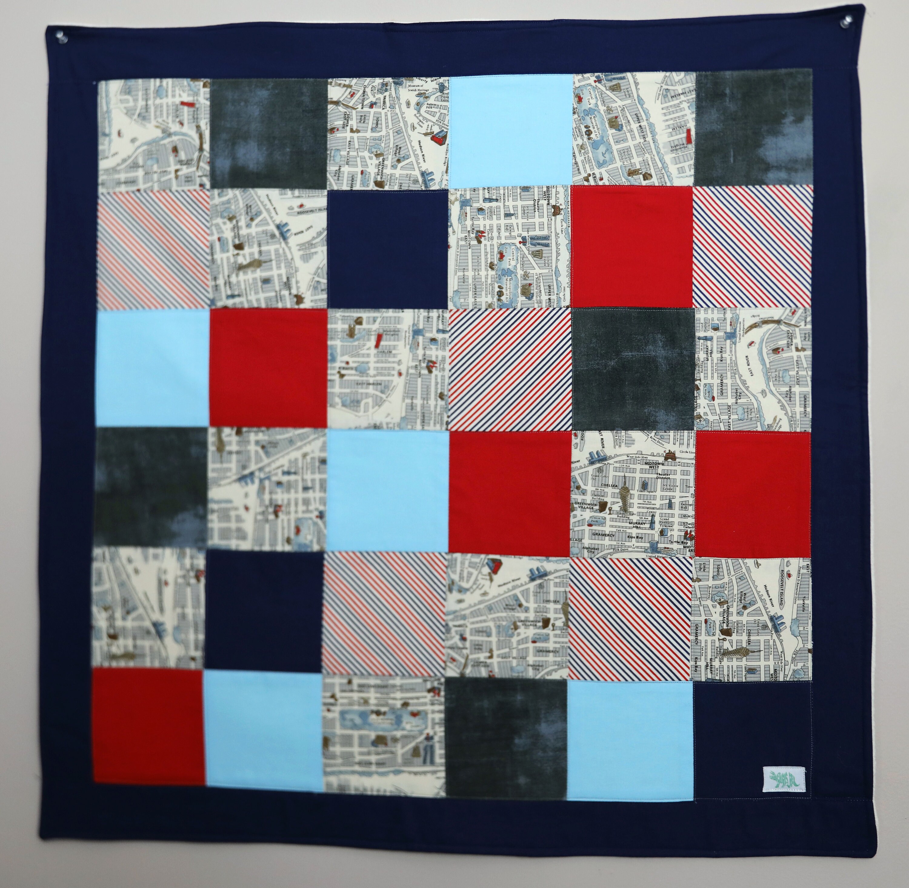 Modern 32 X 32” New York City Baby Quilt - NYC Patchwork Baby Quilt ...