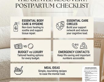 Faltanleitung & Checkliste nach der Geburt (7 Seiten)