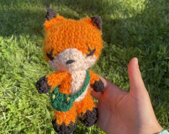 Fiki the Fox - Handmade Cuddle Buddy, Crochet Amigurumi Fox Plushie, Removable Crossbody Bag