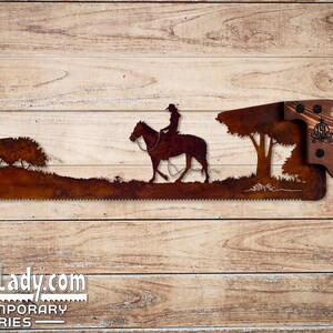 Cowboy or Cowgirl Riding Horses Wall Decor, Garden Art, Metal Art image 7