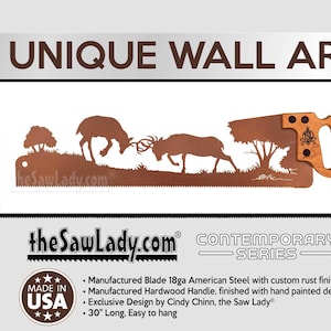 Buck Battle! - Metal Saw Wall Art Gift for Wildlife Lovers, Rustic - Made to Order for Deer Lovers V2