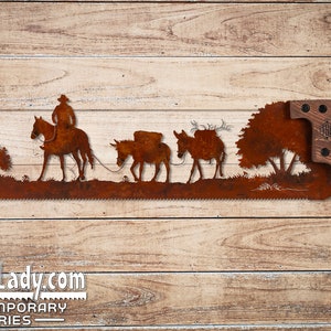 Muleskinner and Pack Mules Metal Saw Wall Art Gift for Western Art Lovers Made to Order image 2