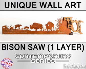 Bison / Buffalo Herd- Metal Saw Wall Art Gift for Western Art Lovers, Rustic - Made to Order