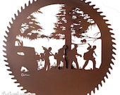Wildland Fire Fighters Saving Forest - Metal Saw Wall Art Gift for Heroes - Made to Order