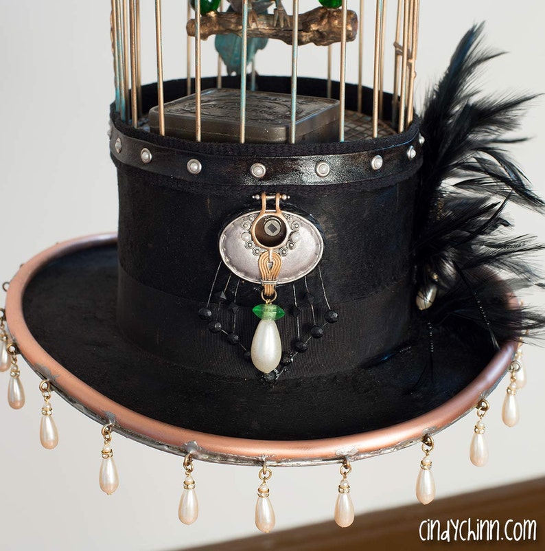 Birdcage Hat Steampunk Top Hat With a Singing Bird a Bird Etsy