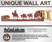 Muleskinner and Pack Mules - Metal Saw Wall Art Gift for Western Art Lovers V2