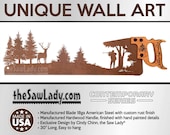 Deer Hunting Scene with Trees - Metal Saw Wall Art Gift for Lovers of the Outdoors - Made to Order