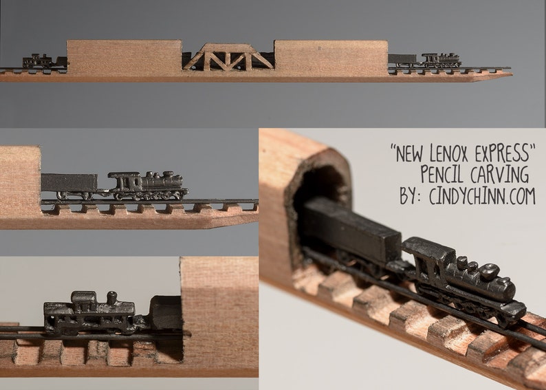 Made to Order: Pencil Carving Train Engine Caboose and image 2