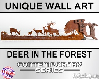 Deer in the forest - Metal Saw Wall Art Gift for Nature Art Lovers - for cabin or home