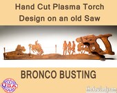 Rodeo Bronco Busting Scene Metal Art design - Hand cut (plasma torch) hand saw Wall Decor | Garden Art Recycled Art Repurposed Made to Order