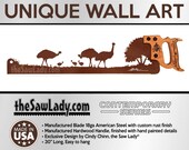 Emus in the field - Metal Saw Wall Art Gift for Farmers and Ranchers - Rustic Decor gift for emu lover