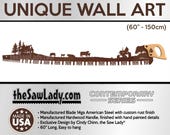 5' / 60" Farming and Ranching Scene with Tractor, Barn, Trees, Cattle - Metal Saw Wall Art Gift for Western Art Lovers and Farmers
