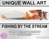 Fisherman by the Stream or from the dock- Metal Saw Wall Art Gift for Fishermen - Made to Order