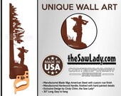 Wildland Fire Fighter (or Logger) With Chainsaw Next to a Tree - Metal Saw Wall Art Gift for Heroes