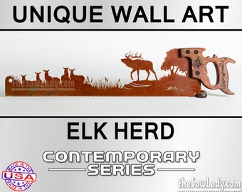 Elk Herd - Metal Saw Wall Art Gift for Nature Art Lovers - Made to Order for the Nature Lover