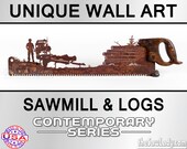 Sawmill and Logs - Metal Saw Wall Art for Lumberjacks and Forestry Workers - Made To Order