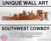 Southwest Cowboy on horse w/ cactus Metal Art Handsaw. Wall Decor, Man Cave decor - Made to Order