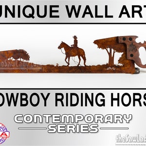 Cowboy or Cowgirl Riding Horses Wall Decor, Garden Art, Metal Art Cowboy