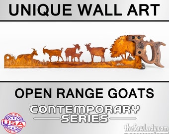 Goats in the field - Metal Saw Wall Art Gift for Farmers and Ranchers - Made to Order