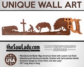 Praying Cowboy with Cross - Metal Saw Wall Art Gift for Western Art Lovers