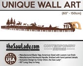 5' / 60" Hunting Scene with Deer and Turkeys - Metal Saw Wall Art Gift for Western Art Lovers, Hunters and Outdoorsmen