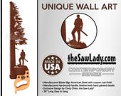 Lumberjack at the base of a Tree - Metal Saw Wall Art Gift for Loggers and Arborists - Made To Order