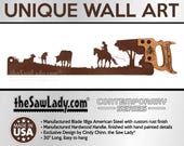 Cowboy Rancher with Open Range Cattle - Metal Saw Wall Art Gift for Western Art Lovers - V2