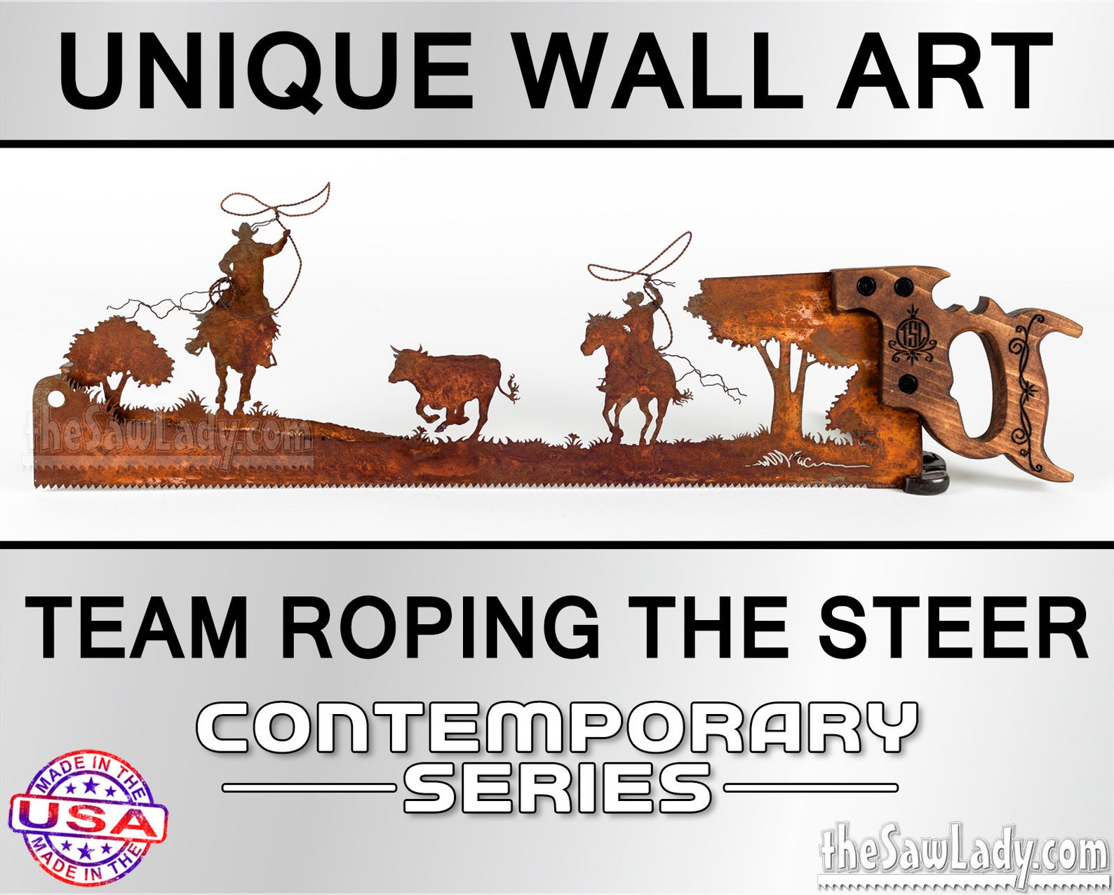 Team Roping Horse and Cattle Metal Art Hand plasma Cut - Etsy