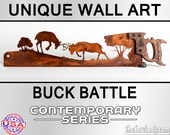 Buck Battle! - Metal Saw Wall Art Gift for Wildlife Lovers, Rustic - Made to Order for Deer Lovers