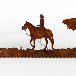 Cowboy or Cowgirl Riding Horses Wall Decor, Garden Art, Metal Art image 5
