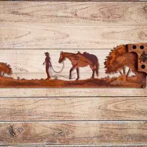 Horse Lover Out for a Walk Western Metal Art Made to Order for Cowboys image 5