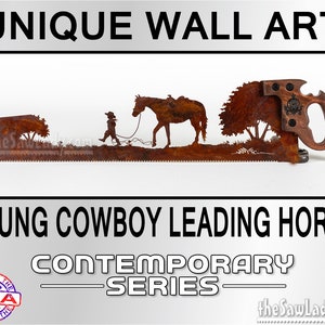 Horse Lover Out for a Walk Western Metal Art Made to Order for Cowboys image 3