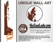 Lumberjack at the Top of a Tree - Metal Saw Wall Art Gift for Loggers and Arborists