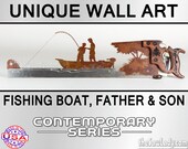 Metal Art Fishing Boat design -  Metal Art design - Metal Saw Wall Art Gift for a Nature Lover, Rustic - Made to Order