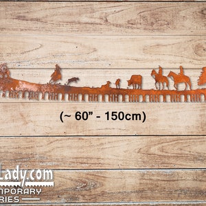 5' / 60 Cowboys and Ranching Scene with Cowboys Cattle, Barn, Trees Metal Saw Wall Art Gift for Western Art Lovers and Ranchers image 3