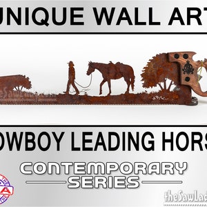 Horse Lover Out for a Walk Western Metal Art Made to Order for Cowboys image 1