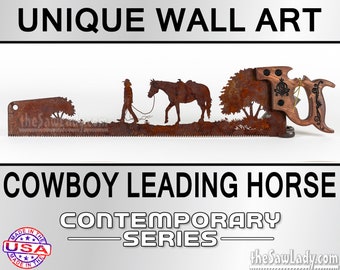 Horse Lover Out for a Walk - Western Metal Art - Made to Order for Cowboys