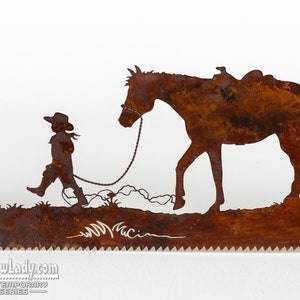 Horse Lover Out for a Walk Western Metal Art Made to Order for Cowboys image 10